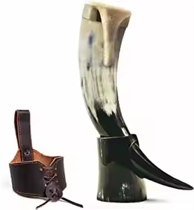 ฮอร์นดื่มไวกิ้งธรรมชาติพร้อมงานแกะสลักสำหรับเบียร์ไวน์น้ำวัว/วัวและควายขัดฮอร์นโดยงานฝีมือเสี้ยว - Product Image 3