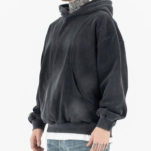 Sweat-shirt à capuche surdimensionné en coton lourd délavé à la pierre, vintage, de haute qualité, pour hommes, vente en gros - Product Image 4