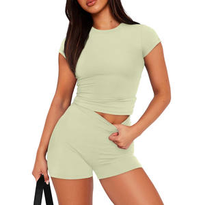 Ensembles de salon deux pièces pour femmes tenues d'été décontractées ensemble de vêtements assortis courts 2 pièces - Product Image 2