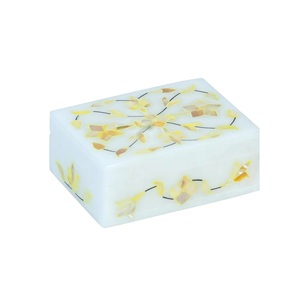 Boîte de rangement pour bijoux en marbre rectangulaire à motifs floraux, fabrication directe d'usine Stonecrafts International, disponible en gros - Product Image 1