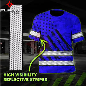 แฟลชเกียร์แอนซี่คลาส1 EN ISO 20471คลาส1กันน้ำเสื้อครอปท็อปลายพรางพิมพ์ซับลิเมชันเพื่อความปลอดภัยเสื้อยืดสะท้อนแสง - Product Image 3