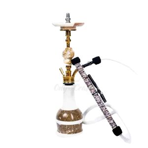 Set de Narguile de Mármol Blanco Crema con Patrón de Piedra Mixta, Accesorio de Pipa de Alta Calidad para Salón - Product Image 1