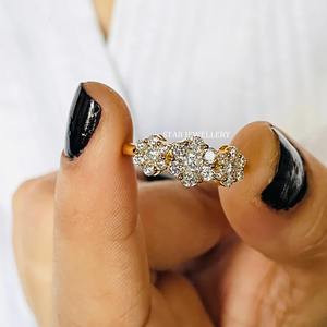 14K แหวนทองแท้สามดอกเพชรธรรมชาติ - Product Image 2