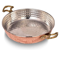 Poêles en cuivre classiques traditionnelles faites à la main pour la cuisson des œufs, des omelettes, avec des poignées ergonomiques en laiton martelé, ustensiles de cuisine écologiques