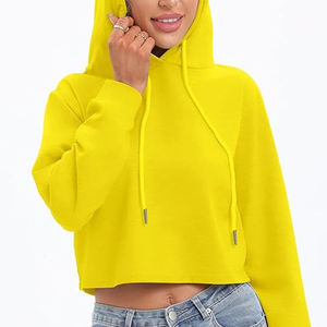 Sudadera con capucha recortada de invierno con logotipo personalizado 2025 para mujer, sudadera de punto de algodón de alta calidad con patrón sólido, Top corto de lana, sudadera OEM otoño - Product Image 6