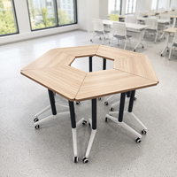 Table d'entraînement pliable Spider-Base, bureau modulaire hexagonal Clover avec roulettes pour salle de classe
