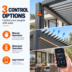 Pergola bioclimatique moderne en aluminium avec toit à lames orientables et écrans, imperméable, <span class=keywords><strong>pour</strong></span> abris <span class=keywords><strong>de</strong></span> <span class=keywords><strong>jardin</strong></span> extérieurs - Product Image 4