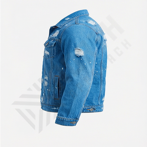 Custom Unisex Denim Jacket Coat <b>Jean</b> <b>Work</b> Jacket Distressed Acid Wash Denim Jacket for <b>Men</b> Fashion Durable Streetwear - Product Image 3