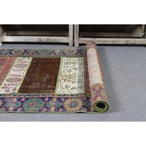 Tapis turc 3,2x7 pieds, tapis vintage d'appoint, tapis à pois bleu et marron - Product Image 5