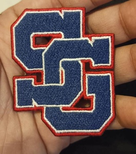 Custom Logo Alphabet Small Twill Lace Woven Embroidery Letters Eco-Friendly Heat <b>Press</b> Patches Custom Colors for Clothes Hats - Product Image 4