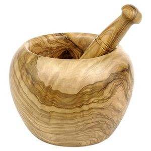 Large wooden <b>mortar</b> <b>pestle</b> ideal for grinding generous quantities of spices herbs seeds mixtures comfortably - Product Image 3