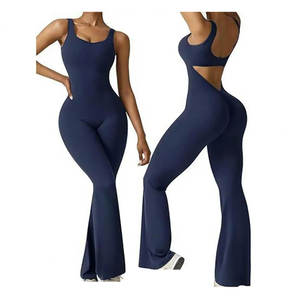 "Nouveau été femmes sport combinaison couleur unie u-cou Slim Fit mode décontracté une pièce tenue OEM ODM en gros" - Product Image 1