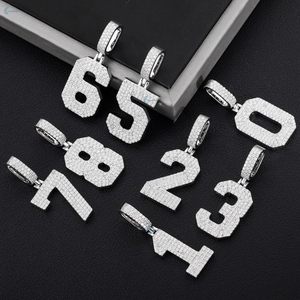 Pendentif personnalisé avec numéro en diamant de laboratoire, argent sterling 925, glacé, unisexe, pendentif hip-hop - Product Image 3