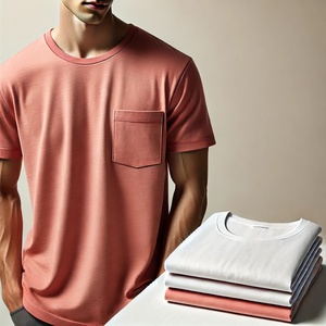 Camiseta Unisex Oversize 100% de algodón con bolsillo, serigrafía personalizada, ropa de calle de peso pesado de alta calidad, Camiseta corta informal para hombre en blanco - Product Image 5