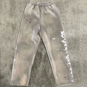 Pantalon de survêtement pour hommes en coton éponge français avec strass personnalisé Streetwear DTG imprimé Baggy surdimensionné Style évasé décontracté non tissé - Product Image 3