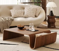 Table basse en bois contemporaine avec placage en bois courbé Mobilier de salon unique au design avec rangement pour la maison