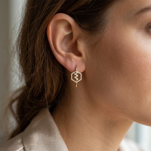 ต่างหูห่วงทอง14K 18K แท้ต่างหูทรงกลมตัดสวยสง่าใส่ได้ทุกวันกระดุมห่วง - Product Image 2