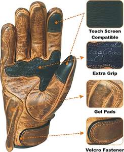 Gants de course rétro à doigts complets Gants de moto en cuir imperméables et respirants avec compatibilité avec écran tactile - Product Image 2