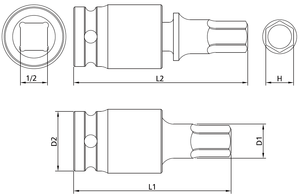 CR-MO ODM OEM 1/2 "กระทบสากล HEX-bit-SOCKET กับฟอสเฟตแมงกานีสเสร็จถาวรและสากลหมุนได้เกรด DIY - Product Image 2