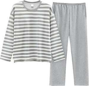 Ensemble de pyjamas pour femmes de couleur unie de haute qualité personnalisés à faible taux d'automne 2 pièces pyjamas pour femmes en tissu gaufré doux d'été - Product Image 1