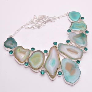 Collar personalizado de plata de ley, Cuarzo Natural Solar, joyería de piedras preciosas de cuarzo drusas, joyería bonita - Product Image 1