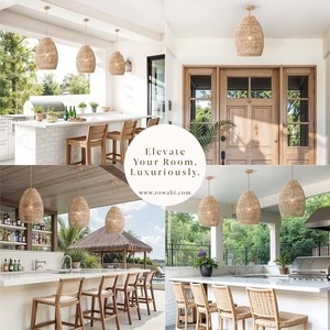 Lámpara colgante de ratán Callie tejida a mano, accesorio colgante para exteriores para iluminación de patio de jardín elegante y espacios al aire libre - Product Image 4