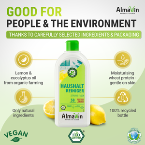 Limpiador Multiusos AlmaWin Brand Highlight, 500 ml, Líquido, Aroma a Limón, Concentrado Vegano, Detergente Orgánico, 80% Activo - Product Image 2