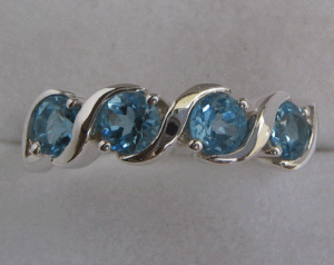 Anillo de Topacio Azul Suizo Natural para Mujer, Plata de Ley 925, Platino, Rodio, Forma Geométrica Marquise, para Uso Diario, Regalo - Product Image 1