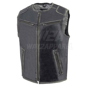 Gilet en cuir moto hommes mode personnaliser en gros moto cuir gilet bon matériel sans manches - Product Image 5