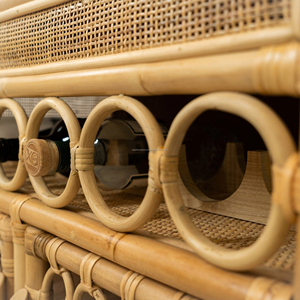 รถเข็นบาร์หวายโบราณคลาสสิกวินเทจ,สำหรับดื่มไวน์และขวดพิเศษรถเข็นบาร์หวายแฮนด์เมดในเวียดนาม - Product Image 2