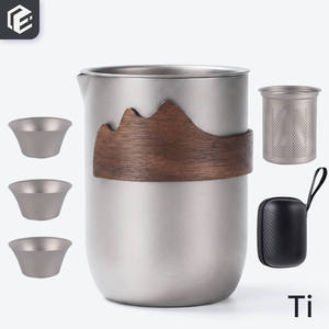 Ensemble à thé portable en titane pur avec infuseur, écologique, pour les aventures en plein air <span class=keywords><strong>et</strong></span> le camping - Product Image 1