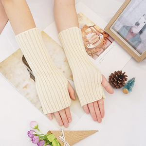 DLL520 gants en tricot <span class=keywords><strong>au</strong></span> <span class=keywords><strong>Crochet</strong></span> pour femmes, gants d'hiver, chauffe-bras tricoté sans <span class=keywords><strong>doigts</strong></span>, longs poignets, mitaines en acrylique - Product Image 6