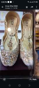 Khussa Pakistán hecho a mano de alta calidad con Payal para damas Diseños bordados de calzado plano de verano e invierno para mujeres - Product Image 6