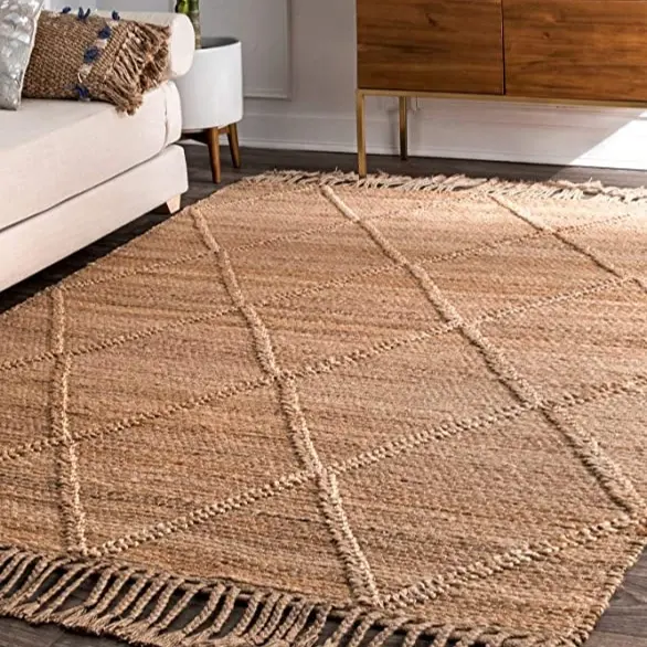 Natural Fiber Collection Natural NF447A Handmade Chunky Textured Premium Jute 0.75-inch Thick Runner Rug