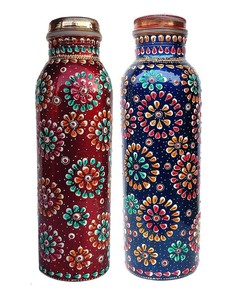 Top Selling Elegant Printed Copper <b>Water</b> <b>Bottles</b> Handmade Eco-Friendly <b>Metal</b> Multipurpose Drinkware for Home Wedding Hotel - Product Image 2