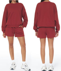 Ensemble de survêtement d'hiver et d'automne, sweat-shirt de sport décontracté + short, tenue de sport 2 pièces, col rond, tenue en coton mélangé, ensembles de marche puissants - Product Image 2