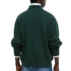Jersey de hombros caídos de gran tamaño para hombre con logotipo personalizado estilo Hip Hop 100% algodón cuarto de cremallera Sudadera con capucha estampado diseño de peso pesado 2025 - Product Image 3