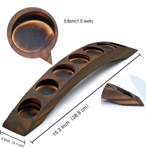 Upright Wooden <b>Tealight</b> Stand Bar Shape with 7 Cutout Dark Mantel Display Candle <b>Holder</b> for Home Lighting Decoration - Product Image 2