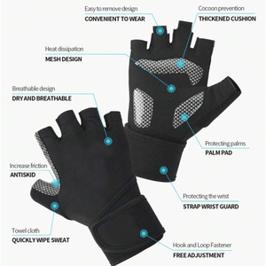 Premium Leather <b>Weight</b> Lifting Gym <b>Gloves</b> For Workout Fitness <b>Training</b> Breathable Unisex Half Finger Athletic Sport <b>Gloves</b> - Product Image 5