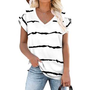 Camisetas de estilo ajustado para mujer personalizadas OEM 100% algodón estampado patrón para verano ropa de calle camisetas de verano pesadas para mujer - Product Image 2