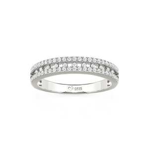 Jeulia Women's Geometric Lattice Open-Work Moissanite Pav Wedding Band - Product Image 3