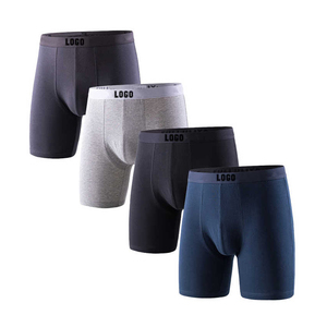 Calzoncillos bóxer de LICRA y algodón para hombre, ropa interior sostenible con logotipo personalizado, calzoncillos de Color sólido elásticos suaves cómodos y transpirables - Product Image 5