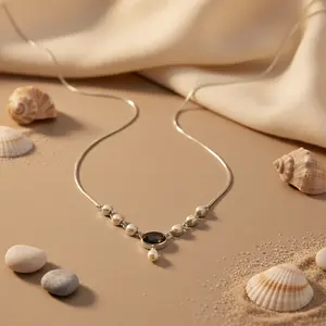 Women's 925 Silver Gemstone Statement Jewelry Fashion <b>Beaded</b> <b>Necklace</b> - Product Image 1