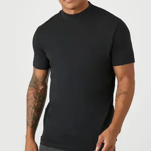 Top de manga corta con cuello simulado en blanco 94% algodón 6% Spandex ajustado silueta camisetas Streetwear