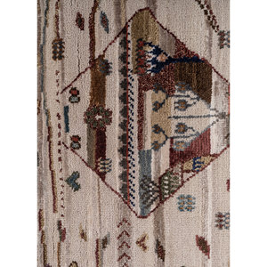 Manchaha Geometric Pattern Hand Knotted Wool & Bamboo <b>Silk</b> Rug <b>Red</b> & Orange-For Home Use Les-2747 - Product Image 3