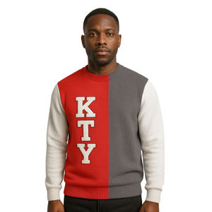 Suéter de Punto Rojo de 3 Tonos, Prenda Premium de la Fraternidad Griega Divine Nine, Sudadera con Bordado Chenille, Ropa Griega Clásica - Product Image 1