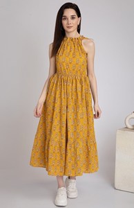 บล็อกมือพิมพ์ตัดรายละเอียดด้านหลังชุดคัม kurti ผ้าฝ้ายดอกไม้ยาวแม็กซี่ดีไซเนอร์ kurti สําหรับผู้หญิง - Product Image 4