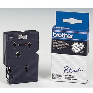 Cinta de Etiquetas Blanca/Negra de 9 mm x 7,7 m para Uso en Oficina - Compatible con Brother P-touch TC-291 - Product Image 1