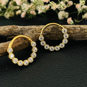 14K Yellow <b>Gold</b>/Rose <b>Gold</b> Natural Diamond Daith Piercing Fine Jewelry-Women's Gift - Product Image 2