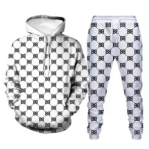 Ensemble de survêtement deux pièces avec Logo personnalisé de haute qualité, couleur unie, uni, sweat à capuche pour homme, 2022 - Product Image 6